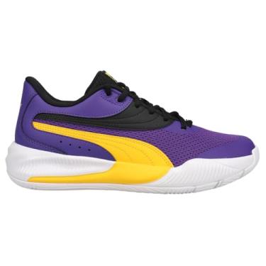 Imagem de PUMA Tênis masculino de basquete triplo baixo, Prisma violeta-espectro amarelo, 41