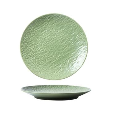 Imagem de Estilo japonês doméstico simples retro forno troca bife prato raso restaurante hotel placa cerâmica -25,4 cm cera verde claro