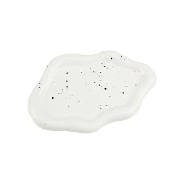 Imagem de Bandeja de armazenamento de cerâmica simples banhada a prata ornamentos de cerâmica de mesa criativos - bandeja de nuvem com respingos de tinta