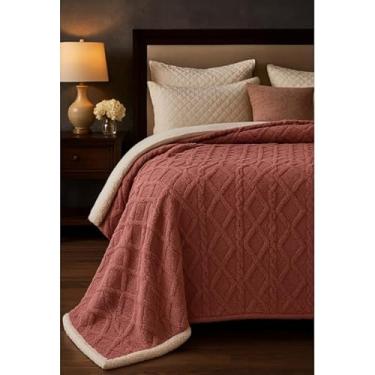 Imagem de Cobertor Casal Sherpa 2,10x1,90m Estilo Lã de Carneiro com Plush e Microfibra(Rose)