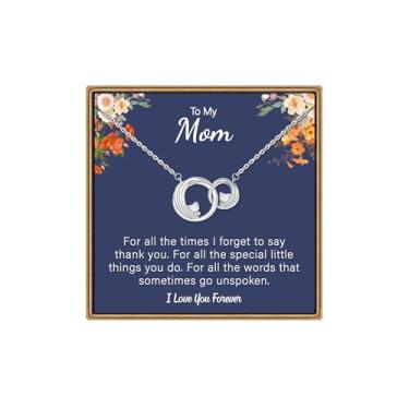 Imagem de IEFLIFE Colar de presente para mulheres – Colar de círculo entrelaçado banhado a ouro branco 14K para mãe e filha, 2 colares circulares presentes para mulheres, irmãs amigas, presente de aniversário