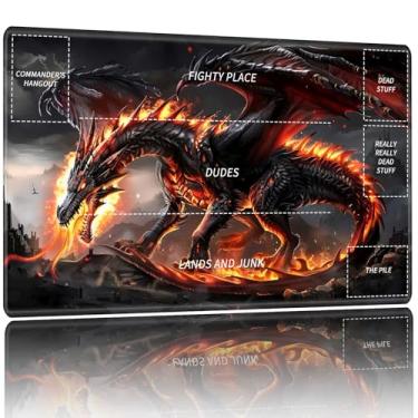 Imagem de Playmat for MTG,Card Playmat Stitched with Zones for MTG Card Game Playing, TCG and Board Game Mat for Cards,Mousepad Desk Mats,Game Mat 27.5 x 15.74 inches-Majestic Dragon Roaring