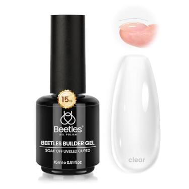 Imagem de Beetles Builder Gel 7 em 1 transparente para fortalecimento do ápice das unhas, espessamento para unhas fracas, lâmpada de LED curada com strass, cola em gel, esmalte em garrafa, salão de beleza em