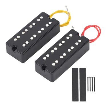 Imagem de Humbucker Pickup Conjunto de estilo aberto 2 orifícios de bobina dupla para 4 corda Bass de baixo elétrico Altura ajustável Tom de distorção grossa Alta sensibilidade Desempenho