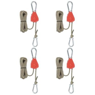 Imagem de PATIKIL 4 peças cabides de corda ajustáveis, 1/20.3 cm x 2.4 m Ratchet Grow Light Hangers Refletor Reforçado Engrenagem Interna Catraca para Pendurar Caiaque, Laranja