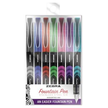 Imagem de ZEBRA PEN Caneta-tinteiro, ponta fina, 0,6 mm, cores sortidas, tinta não tóxica, 7 unidades, número do modelo: 48307