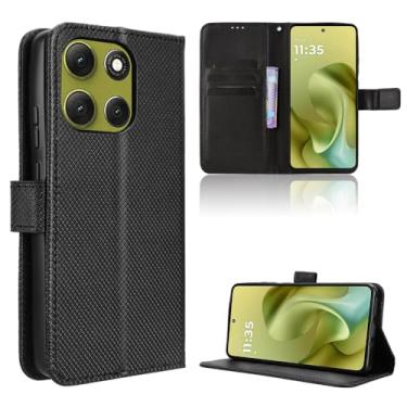 Imagem de Capa de couro compatível com Motorola Moto G100 Pro, capa flip de couro PU compatível com Motorola Moto G86 5G XT2527-2 capa preta