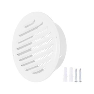Imagem de PATIKIL Tampa de saída de ar redonda de 15,24 cm, aço inoxidável com persiana de entrada de parede, tela de grade para dutos de malha, ventilação de soffit com parafusos para ventilação, branca