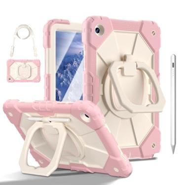Imagem de Capa para Samsung Galaxy Tab A9+ / A9 Plus 11" (Modelos SM-X210/X215/X216/X218), Case Anti Impacto com Suporte para Pencil, Com Alça de Ombro (Rosa Dourado, Com Caneta Touch e Película de Vidro)