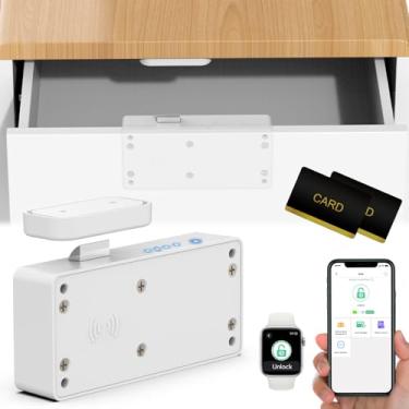 Imagem de Dhiedas Fechadura de armário inteligente, fechadura de gaveta oculta RFID, Bluetooth sem chave, segurança infantil, trava de gaveta à prova de bebês, para adultos, licor, móveis, armário, despensa