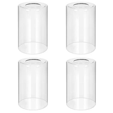 Imagem de YOUROKE Pacote com 4 peças de substituição de persiana de vidro transparente, cúpulas de vidro cilíndrico, abajures para luminárias, candelabros, arandelas de parede