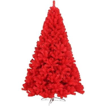 Imagem de Árvore De Natal Vermelha De 4ft/5ft/6ft Árvore De Natal Artificial Articulada Leve Fácil De Montar Com Suporte De Metal Para Árvore De Natal, 6ft