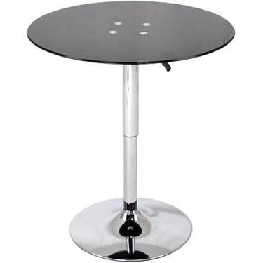 Imagem de Mesa De Bar Redonda Ajustável Balcão Bar Altura Mesa De Vidro Tampo Mesas De Bar Mesas De Coquetel Altas Mesa De Bistrô Com Base De Metal Ampliada, 60cm