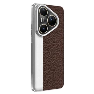 Imagem de LTLMYDAM Capa leve para Huawei Pura 80 Ultra/80 Pro/80 Pro+/80, capa elegante de couro de grão de lichia com costura colorida, fina, à prova de choque, marrom, 80 Pro