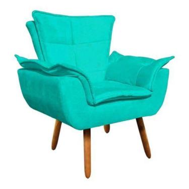 Imagem de Poltrona Opala Salão Sala De Jantar - Suede Azul Turquesa - King Lar