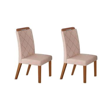 Imagem de Kit 2 Cadeiras Sala Jantar Melissa 2 Un Madeira Capuccino/Suede Creme - Rufato