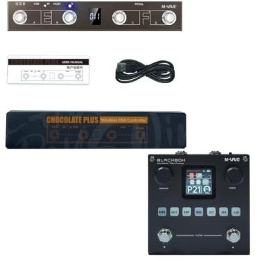 Imagem de M-vave BLACKBOX Modelador de Amp Guitarra/Baixo Multi Effects Processor com Chocolate Plus Controlador MIDI Sem Fio Pedal para Músicos Profissionais