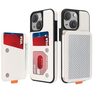 Imagem de GUERNICA Capa carteira para iPhone 13/iPhone 14 (6,1 polegadas) com suporte para cartão, bloqueio de RFID para mulheres e homens, capa de telefone à prova de choque com suporte para Apple 13/Apple 14