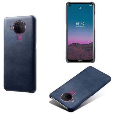 Imagem de Capa para NOKIA 5.4,Proteção contra quedas,Casca de volta de cor sólida simples,Design de couro de imitação de plástico-Blue