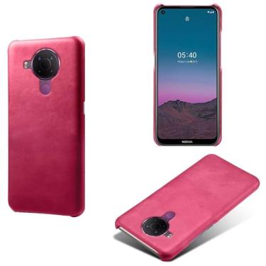 Imagem de Capa para NOKIA 5.4,Proteção contra quedas,Casca de volta de cor sólida simples,Design de couro de imitação de plástico-Rose