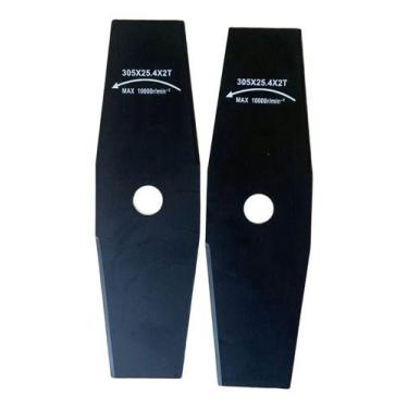 Imagem de 2 Lamina Facão Cônica De 2 Pontas Para Roçadeira Corta Grama - Genéric