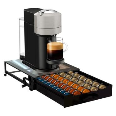 Imagem de Organizador de gavetas para cápsulas de café com cobertura de vidro temperado transparente, compatível com 75 cápsulas Vertuo Nespresso pequenas ou 50 grandes