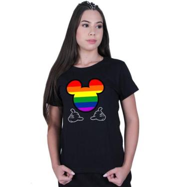 Imagem de Camiseta Baby Look Feminina Mickey Colorido LGBT - Lafre, Preto, P