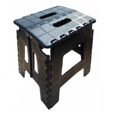 Imagem de Banquinho Dobrável Portátil, Plástico Resistente, Preto e Azul, Compacto para Casa e Jardim