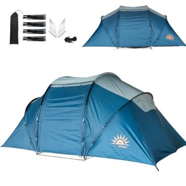 Imagem de Barraca de Túnel 6-8 Pessoas, Parede Dupla e 4 Estações, Ideal para Acampamento em Família, Trekking e Aventuras ao Ar Livre.