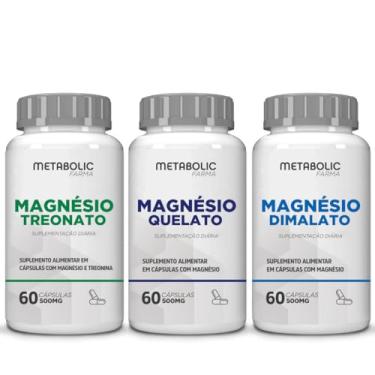 Imagem de Kit Magnesio Treonato + Dimalato + Quelato Bisglicinato 500Mg 180 Cápsulas - Metabolic Farma
