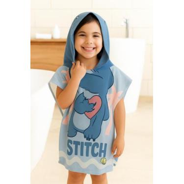 Imagem de Toalha Poncho Transfer Com Capuz Stitch - Lepper, Azul