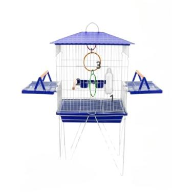 Imagem de Gaiola Viveiro Calopsita Com Bandejas Laterais C/Pé Grande AgapóRnis Aves Mansas Duplex/Triplex(AZUL - VIVEIRO DUPLEX)