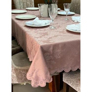 Imagem de Toalha de Mesa Retangular Decoração 4, 6, 8 Lugares - Estampada Bonita Jacquard para 10, 12, 14 Lugares(ROSE,2,50 METROS)