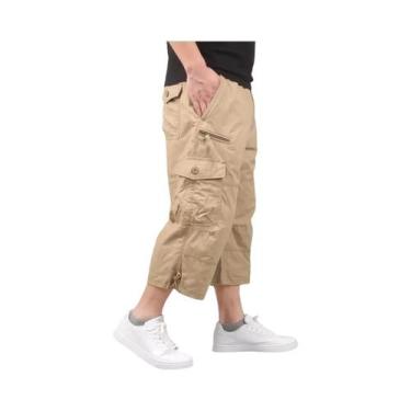Imagem de Bermuda Cargo Masculina Tamanho Grande Verão Casual Cintura Elástica P