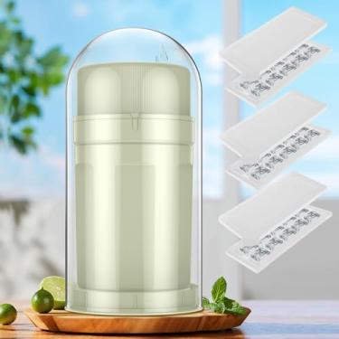 Imagem de DJAPWPX 2 peças de copos de gelo triturado sem BPA, mini molde de gelo cilíndrico, bandeja de cubo de gelo de grau alimentício, bandeja de molde de cubo de gelo para coquetéis de uísque, suco (verde)