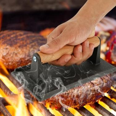 Imagem de Prensa de hambúrguer, prensa de hambúrguer de ferro fundido, antiaderente, fácil de limpar para grelha, churrasco, carne bovina, queijo, hambúrguer vegetariano