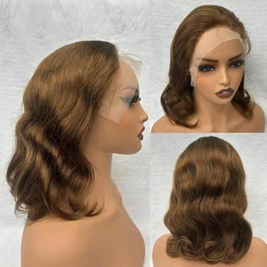 Imagem de Peruca Douyin Bob Human Hair 30 cm Body Wave 13x4 Lace Front