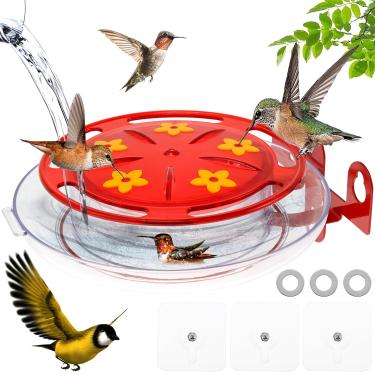 Imagem de Alimentadores de beija-flor para ambientes externos com 5 portas de alimentação, alimentador de água de beija-flor protetor de formigas 360°, bandeja de alimentação de beija-flor recarregável, tigela