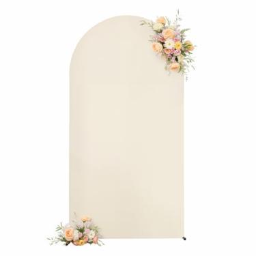 Imagem de Capa de fundo de arco de casamento de 1,8 m, bege, elástico, arco, capa redonda de chiara, para festa de casamento, aniversário, chá de bebê, banquete, decoração de arco (bege)