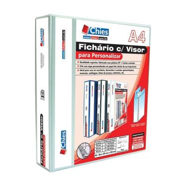 Imagem de Fichário revestido cristal A4 branco 60mm c/ 4 argolas Chies