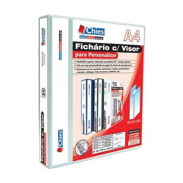 Imagem de Fichário revestido com cristal A4 branco 40mm 1711 com 2 argolas Chies