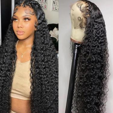 Imagem de Perucas BJVT Deep Wave Lace Front 66 cm Cabelo humano 200 Densidade