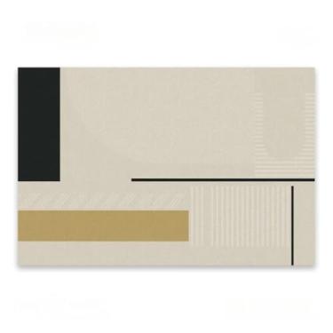 Imagem de Tapetes brancos minimalistas para sala de estar, área grande, linhas abstratas, quarto, design listrado, padrão geométrico (140 x 200 cm, 4,6 x 6,6 pés/QR-10)