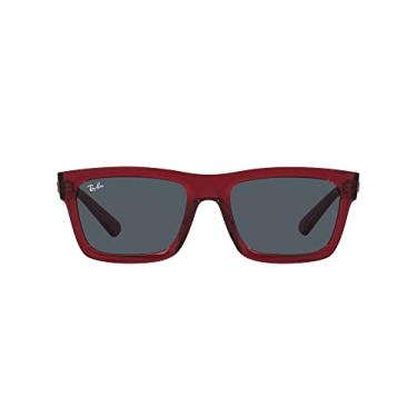 Imagem de Ray-Ban Óculos de sol retangulares masculinos RB4396 Warren, Vermelho transparente/cinza escuro, 54 mm