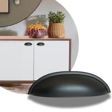 Imagem de 1 Puxador Concha Preto Fosco Para Gaveta, Armário, Móveis - Compras Fá