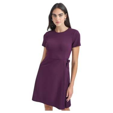 Imagem de Calvin Klein Manga curta feminina plissada Aline, Berinjela, 36