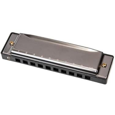 Imagem de Eujgoov 10 Buracos Gaita C Chave Portátil 10 Buracos Gaita Com Estrutura Estável e Acabamento Brilhante para Amantes da Música, Instrumento de 20 Músicas