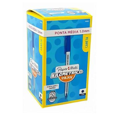 Imagem de Caneta Papermate Km 100 1.0 Média Azul - 50 Unidades - paper mate