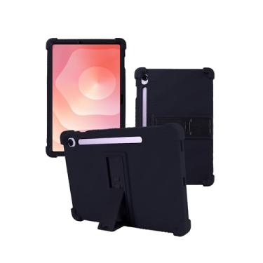 Imagem de Capa para tablet Samsung Galaxy Tab S11 de 11 polegadas, capa protetora de borracha leve à prova de choque, capa protetora de silicone macio ajustável para crianças, preta
