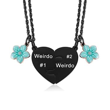 Imagem de Weirdo 1 e Weirdo 2 conjunto de colares de coração com quebra-cabeça para 2, presentes de amizade para casais para mulheres, meninas, irmãs, joias para melhores amigas, 3,3 x 2,8 cm, aço inoxidável,